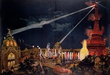 Souvenir från illuminationerna i Paris till minne av den franska revolutionens 100-årsjubileum under världsutställningen 1889