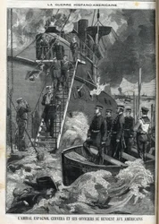 Den spanske amiralen Cervera och hans officerare kapitulerade till amerikanerna. Kubas självständighetskrig, som var under spanskt styre, bröt ut 1895, och kubanerna bad amerikanerna att ingripa. Således började och slutade kriget mellan Spanien och Amerik
