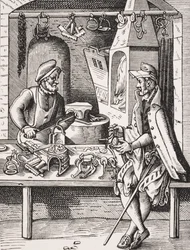 Spur Maker, reproduktion av ett träsnitt av Jost Amman (1539-91) från 