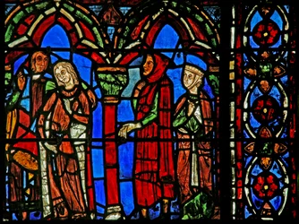 St Cheron-fönstret: hans fästmö lämnar med sina föräldrar (w15)
