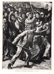 Anfallare demonstrerar på Chicagos gator under Pullman Riots 1894, ca 1895
