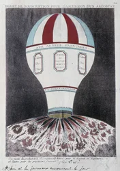 Prenumerationsbiljett för uppkomsten av en aerostat för att invadera England, deb. 1800-talet
