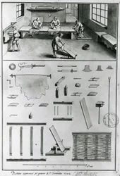 Tanners, från Descriptions of Arts & Crafts av Denis Diderot (1713-84), publicerad ca 1770 (s & w foto)