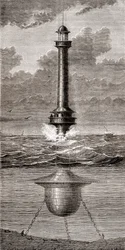 Den flytande fyren från 1800-talet placerad vid ingången till Liverpools hamn, England, från 