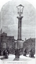Den första gaslampan i Paris på Place du Carrousel 1818