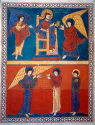 Ängeln tog emot Herrens bok och överlämnade den till Saint John Miniature från kommentarerna till "Uppenbarelsen enligt Johannes" skrivna 775 av munken Beatus av Liebana