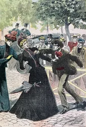 Mordet på Elisabeth (1837-98), Österrikes kejsarinna, av Luccheni, 10 september 1898, illustration ur Le Pèlerin, 1898