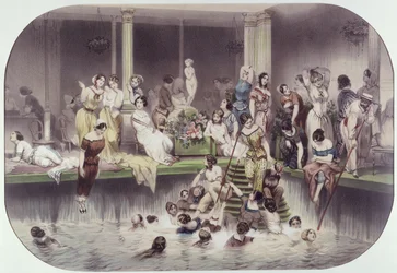 The Baths på Hotel Lambert, Ile Saint-Louis, Paris, mitten av 1800-talet