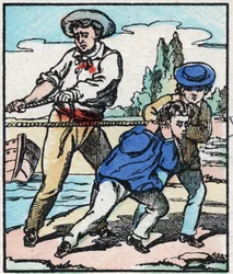 Båtmästaren. Gravyr i "" La chanson des metier"". Epinal avbildning, sent 1800-tal. Privat samling