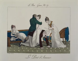 Kärlekens bro, plansch 67 från "le Bon Genre", ca 1810 (färggravyr)