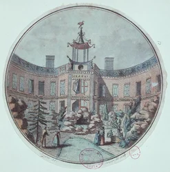 De kinesiska baden i Paris, etablerade av Lenoir (färgad gravyr)
