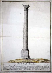 Kolumnen av Pompeji i Alexandria, ca 1700 (penna & bläck och akvarell på papper)