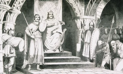 Kröningen av Chilperik II (670-720), ur ”Histoire de France” av Colart, utgiven omkring 1840