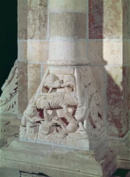 Lasarus och den rike mannens död, från en huvudstad i långhuset, c.1150