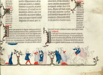 The Departure of Rebecca with Eliezer, från The Bible of Jean de Sy, c.1355