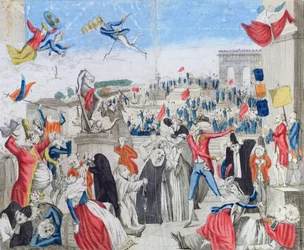 De desperata aristokraterna tittar på Fete de la Federation på Champs de Mars, 14 juli 1790, ca 1790
