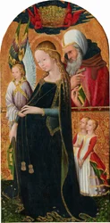 Den förväntansfulla Madonnan med Saint Joseph, ca. 1425/1450 (tempera på europeisk valnöt)