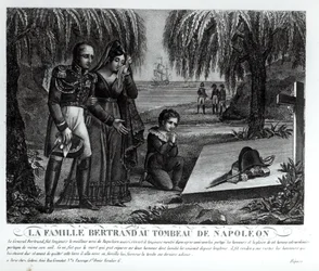 General Henri-Gratien Bertrands (1773-1844) familj vid Napoleon Bonapartes (1769-1821) grav, 1821