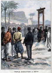 Den franska giljotinen tre rebeller vid Setif i Algeriet - i "Le Petit Parisien"