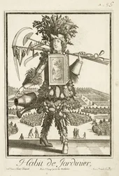 Trädgårdsmästarkostymen, illustration från Dictionnaire des Sciences av Denis Diderot (1713-84) publicerad ca 1770