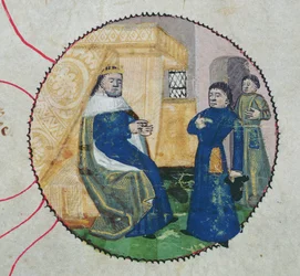 Släktforskningen av Karl V och Karl VI, detalj av Karl VI (1368-1422) (vellum)
