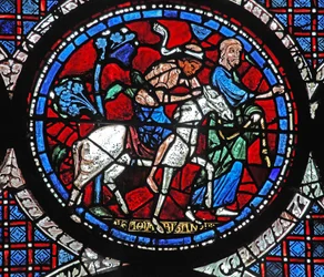 The Good Samaritan window: tar offret till ett värdshus (w44)