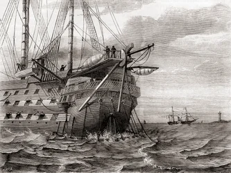 HMS Agamemnon lägger den transatlantiska telegrafkabeln, 2 augusti