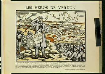 Hjältarna från Verdun, propaganda till stöd för marskalk Petain (1856-1951) 1941 (färglitografi)