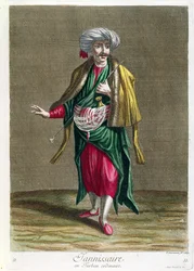 Janitsjaren, från samlingen av tryck av dräkter från Levanten, graverad av Philippe Simonneau (1685-c.1753) 1707-08