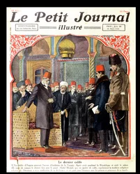 Den siste kalifen, Abdul Majid II (1868-1944) avsatt från tronen av Ankara-församlingen, från Le Petit Journal, 1924