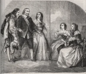 Markisen av Montespan, Louis Henri (Louis-Henri) de Pardaillan de Gondrin (1640-1691) (till vänster) kom för att fria till äktenskapet med Francoise Athenais (Francoise-Athenais) av Rochechouart Mortemart (då Marquise de Montespan eller Madame) av Montespa