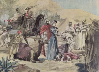 En europeisk kvinnas äktenskap med en arabisk hövding, från Le Petit Journal, 1899