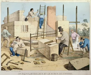 Muraren, stenhuggaren och stensågaren, cirka 1860