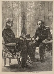 Mötet mellan Napoleon och kungen av Preussen, september 1870, illustration från Cassells historia om kriget mellan Frankrike och Tyskland, 1870-1871