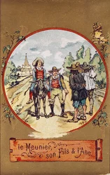 The Miller, his Son and the Donkey, ca 1880 (färgad gravyr)