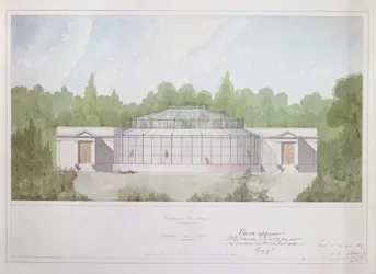 Aphuset vid Jardin des Plantes i Paris, 1835 (bläck & wc på papper)