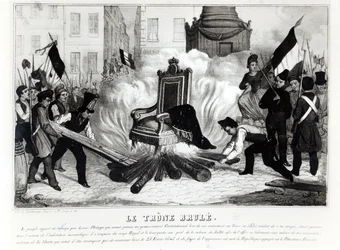 Folket som bränner tronen på Place de la Bastille, 1848