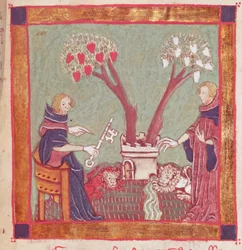 The Philosophers Will, från ett manuskript av alkemi, 1300-talet