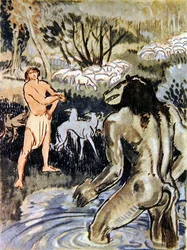 Prinsen och draken (färg litho)