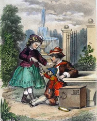 Den lilla apan (färg litho)