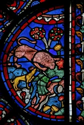 St Thomas-fönstret: butlern slukas av bestar (w23)