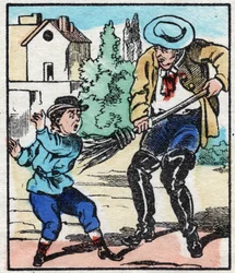 Soparen. Gravyr i "" La chanson des metier"". Epinal avbildning, sent 1800-tal. Privat samling
