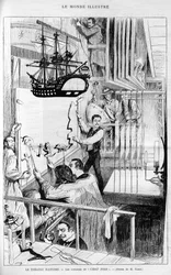 Teatern illustrerar: bakom kulisserna i "Chat noir". Gravyr i "Le monde illustrious", "" 1888.