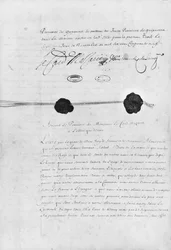 Pyrenéernas fördrag, undertecknat av kardinal Jules Mazarin (1602-61) och Don Luis Mendez de Haro (1598-1661) 7 november 1659
