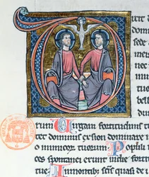 Treenigheten, upplyst initial från en latinsk bibel