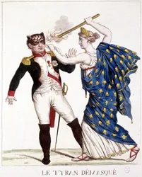 The Unmasked Tyrann - i "" Napoleon 1st, karikatyrer, dummysamling", ca. 1814.