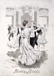 Valsen, franskt nyårskort, sent 1800-tal