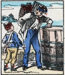 Vinmakaren. Gravyr i "" La chanson des metier"". Epinal avbildning, sent 1800-tal. Privat samling