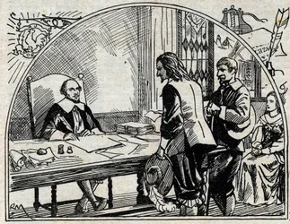 Adresskontoret för Theophraste Renaudot (1586-1653), fransk läkare och journalist, grundare av Gazette de France. Anonym gravyr från 1930.