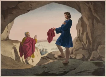 Josephs blodfärgade kappa, illustration från en katekes LHistoire Sainte, utgiven av Charles Delagrave, Paris, sent 1800-tal